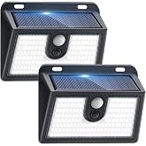 [2 Packs] Solar Motion Sensor Outdoor Lights, Super Bright Solar Lights Outdoor Waterproof, 3 Lighting Modes Security Wall Light for Outside Walking Dog Fence Backyard Deck Garden Door Step Garage