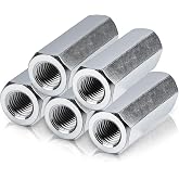 Hicarer 5 Pcs 3/8-24 Hex Coupling Nuts, 1-1/8" Long Zinc Plated | Thread Stainless Steel Coupling Nuts for Threaded Rod Repair, Extension, Fastening Hardware Projects