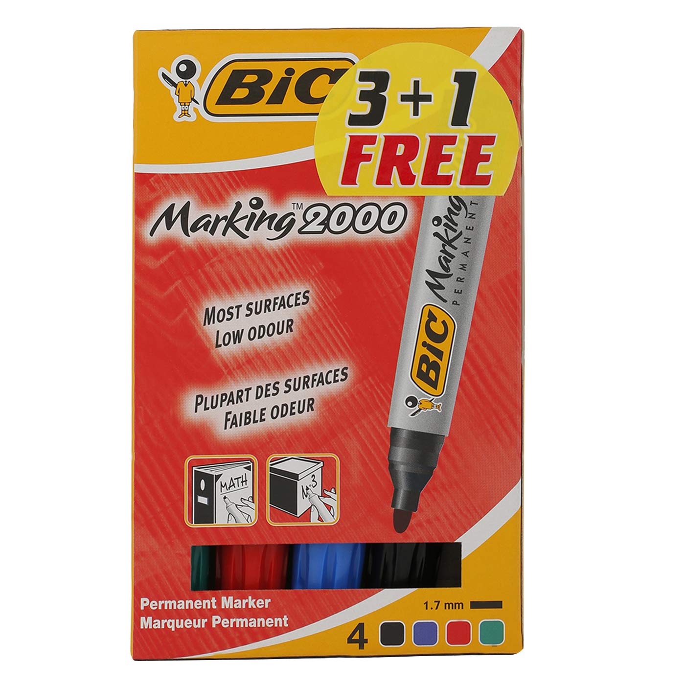 BiC Marking 2000 Permanent Marker Pens Value Pack (Pack of 3 , Plus 1 Free)