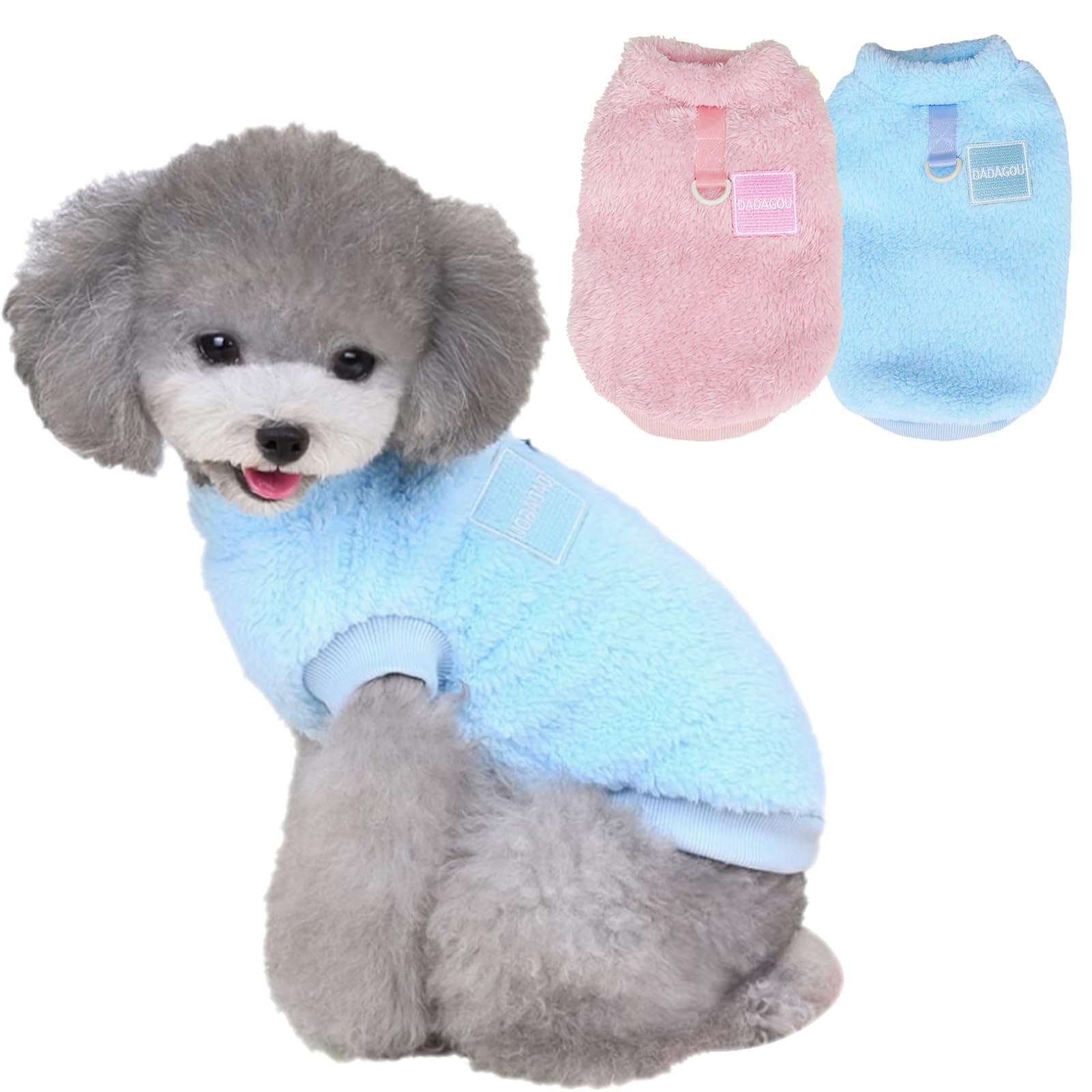 JSTHHTT 2-Piece Dog Clothes: Pullover Jumpers with D-ring, Soft & Breathable Winter Warm Coat for Small Dogs & Cats