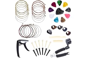 Benvo Guitar Accessories Kit - 49 Piece Set Including Strings, Winder, Capo, Picks, Pin Puller & More
