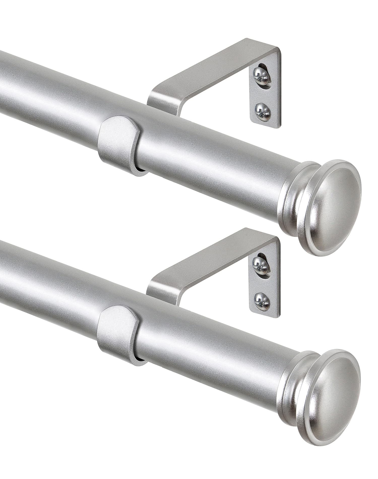 Photo 1 of TONIAL 2 Pack Curtain Rods 32 to 58 Inch, Telescoping Splicing Single Rods for Windows Decorative Drapery Rod with Small Finial, Silver