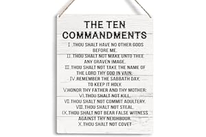 YCYD Inspirational Wall Art The Ten Commandments Wall Art Christian Bible Verse Wall Art Religious Home Wall Decor 10x8 Inches Rustic Christian Wooden Hanging Sign for Living Room Bedroom Office