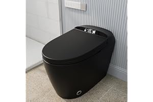 Givingtree Black Smart Toilet with Full Functionality, Dual Touch On/Off Lid Mode for Microwave and Infrared, Dual Clean Smart Toilet with Special Mobile Drying