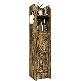 Viaozutis Small Bathroom Storage Cabinet, Toilet Paper Storage,Corner Floor Cabinet with Doors and Adjustable Shelf,Bathroom Organizer for Small Spaces Retro