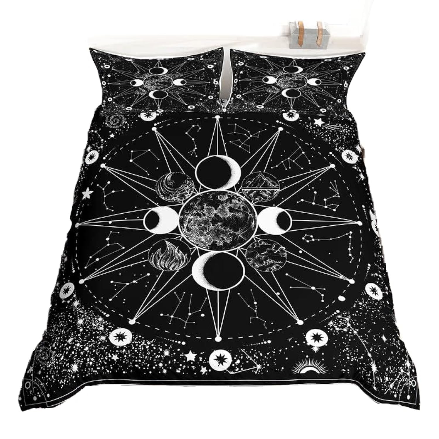 feelingyou Stars and Moon Space Duvet Cover Set Single Size,Astrology Constellation Themed Comforter Cover for Kids Boys Bedroom Gift,Universe Starry Galaxy Bedding Set with 1 Pillowcase Bedspread
