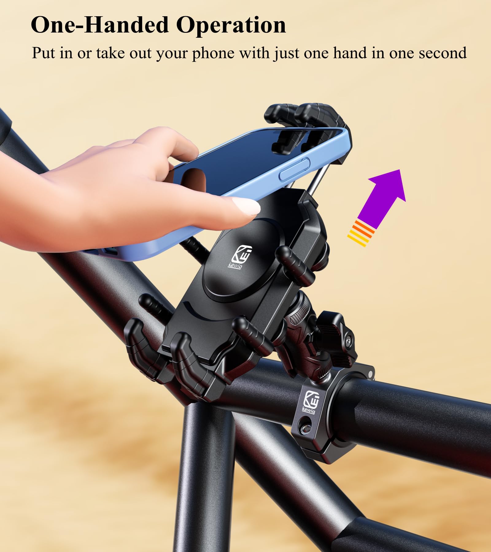 BRCOVAN UTV Phone Mount Holder with Vibration Dampener & Secure Lock, Fit 1.5/1.65/1.75/1.85/2'' Roll Cage Bar, Anti-Theft, Heavy Duty, Adjustable Size, Big Phone Friendly for 5.4-7.2'' Cellphone