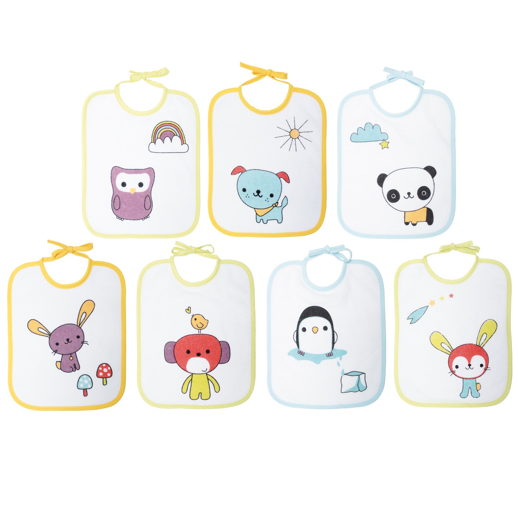 BabyCalin Set of 7 Printed Bibs 20 x 25 cm