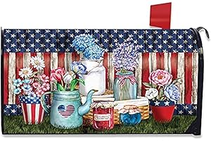 Briarwood Lane American Picnic Summer Large Oversized Mailbox Cover - 21 x 8 Inches - Magnetic Mailbox Covers - Patriotic Home Décor - Oversized Mail Box Covers