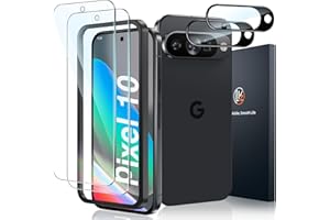 [2+2 Pack] LK 2 Pack Compatible for Google Pixel 10 Tempered Glass Screen Protector + 2 Pack Camera Lens Screen Protector, Ea