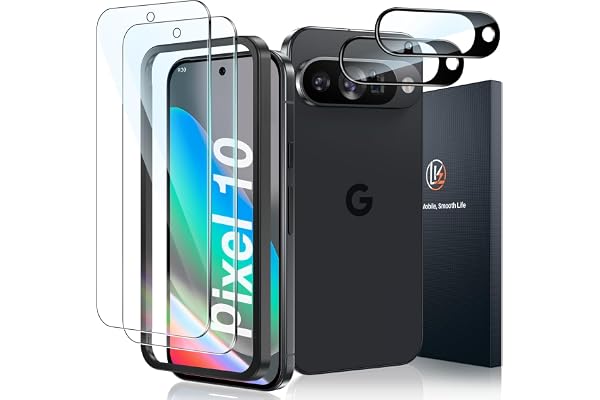 [2+2 Pack] LK 2 Pack Compatible for Google Pixel 10 Tempered Glass Screen Protector + 2 Pack Camera Lens Screen Protector, Ea
