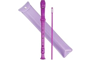 LIZIMANDU Recorder Instrument for Beginner Kids Adults,8-Hole Soprano Descant Recorder Music Flute with with Cleaning Rod & Leather Case For School Student Home Entertainment(2-Purple)