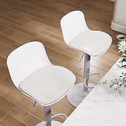 YOUTASTE White Bar Stools Set of 2 Adjustable