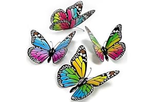 EOORAU Metal Butterfly Wall Decor - 4 pcs Butterflies Wall Sculpture Hanging Decorations for Indoor Outdoor Fences Patio Yard Fence Garden Decorations