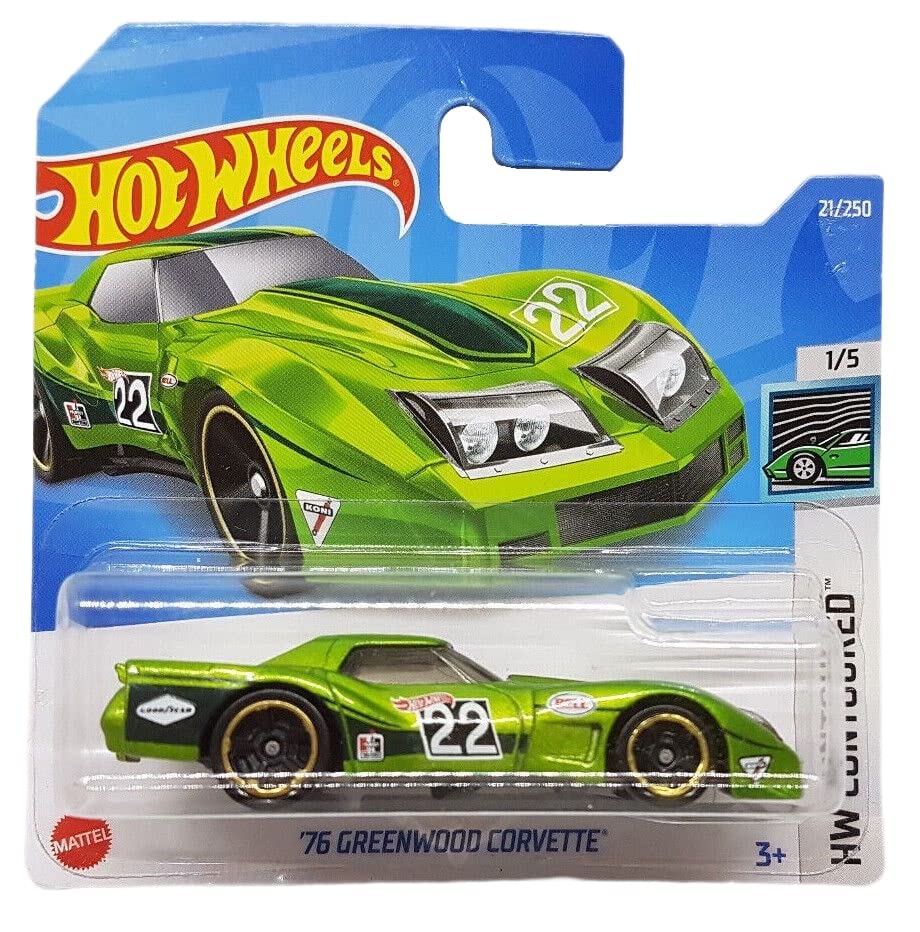 Hot Wheels - '76 Greenwood Corvette - HW Contoured 1/5 - HCW80 - Short Card - Light Green Metallic - Mattel 2022