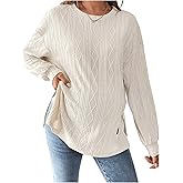 MakeMeChic Women's Maternity Tee Shirts Textured Long Sleeve Round Neck Slit Hem Pregnancy Tops