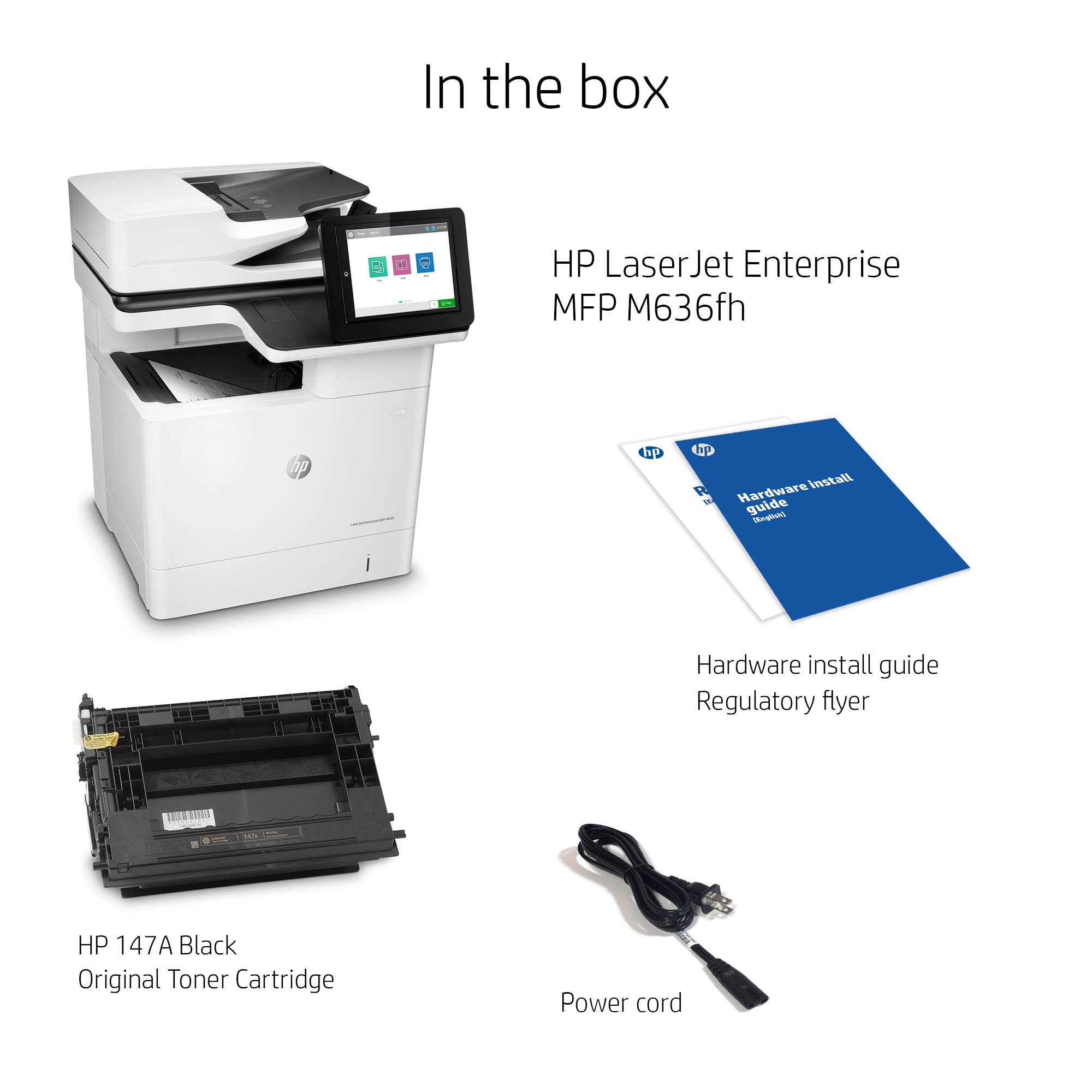 HP LaserJet Enterprise MFP M636fh Monochrome All-in-One Printer with built-in Ethernet & 2-sided printing (7PT00A), White