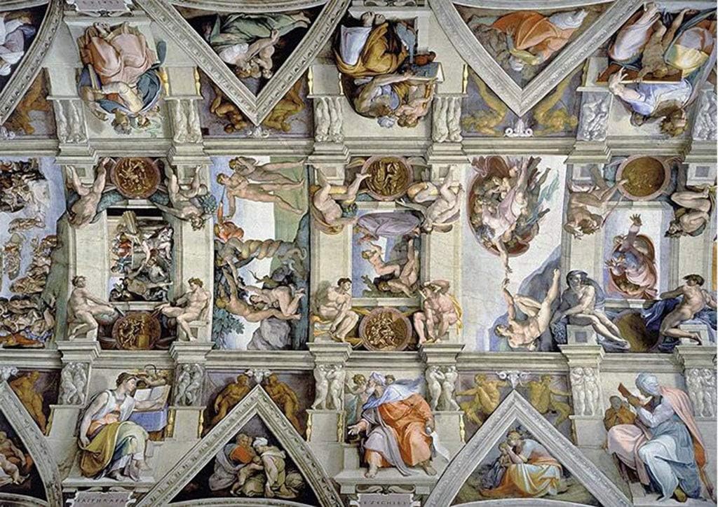Classic Puzzle Game The Sistine Chapel Ceiling by Michelangelo 5000 Piece Paper Jigsaw Puzzle for Adults Kids Super Difficult Puzzle Game Famous Painting Art Home Decor Sturdy and Easy