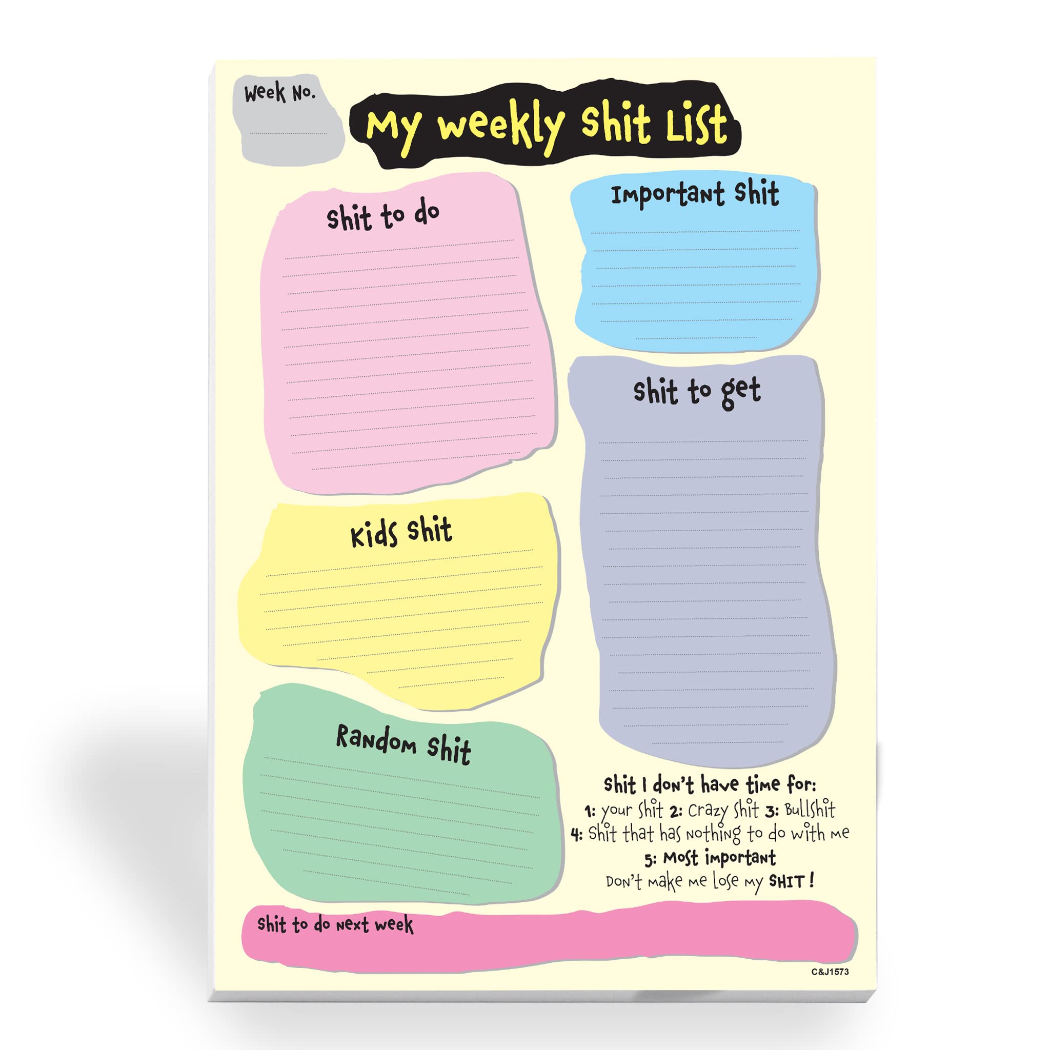 Weekly Planner Sh*t List A4 / 52 pages per pad/Funny Daily To do List Notepad Shopping List for Mum/Dad/Husband/Wife/Boyfriend/Girlfriend #1573