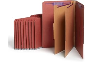 Smead Pressboard Legal Size File Folders with SafeSHIELD Fasteners, 2 Dividers, 2" Expansion, Office Folders, Paper Holder, Red, 10 per Box (19075)