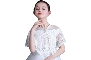 SLENYUBRIDAL Girls Lace Flower Girl Bolero Shrugs Shawl Wrap Kids Spring Summer Party Dress Cover Up