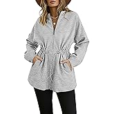 CHICME Womens Zip Up Hoodie Long Sleeve Oversized Sweatshirt Fall Fashion Casual Jackets Winter Clothes