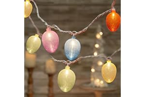 EGCOL Easter Lights String,8.5Ft Easter Day Lights with 10 Multicolor Shiny Glitter Egg Lights, Plug in Easter String Lights for Indoor Party Bedroom Classroom Easter Decorations