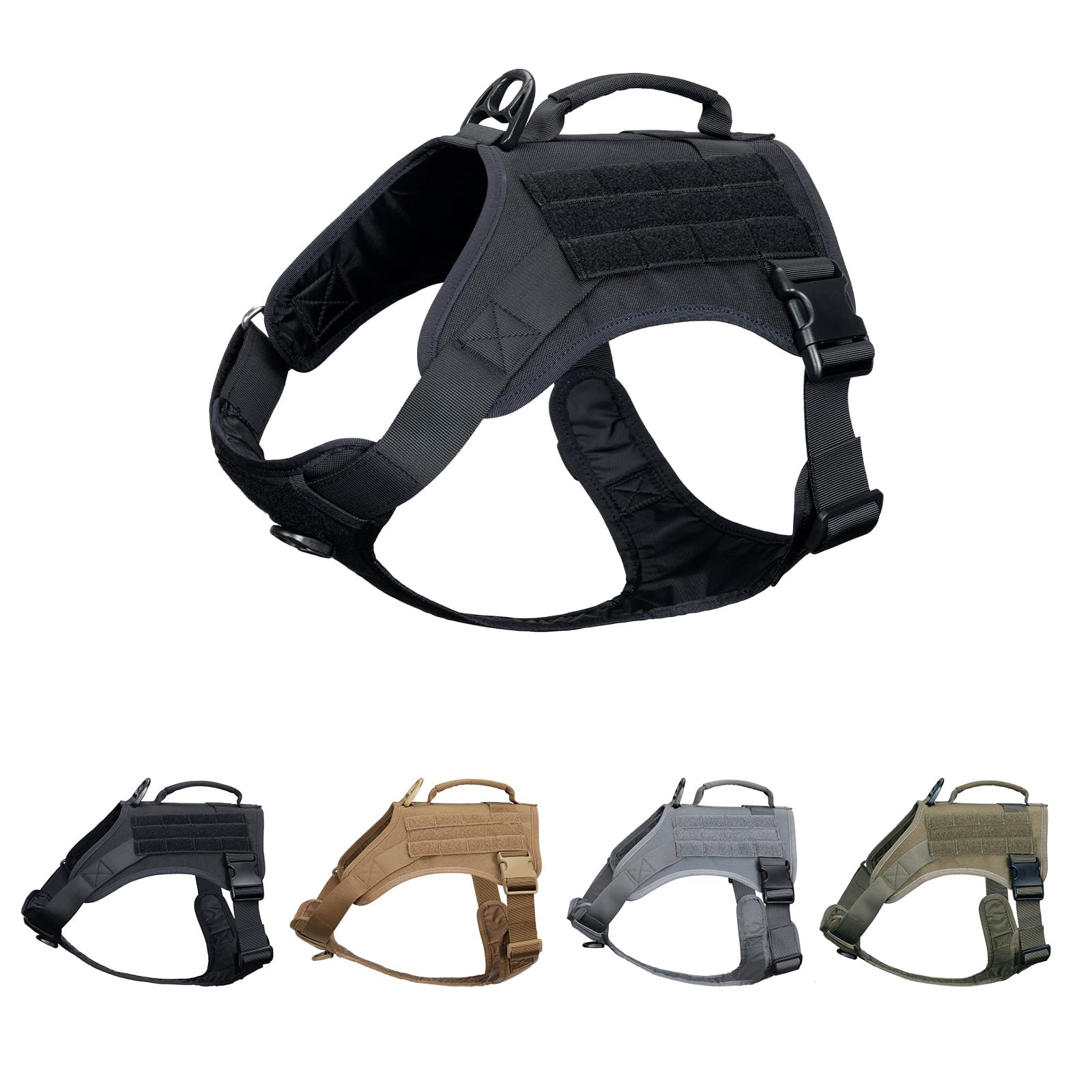 EXCELLENT ELITE SPANKER Military Dog Harness Adjustable Training Harness with Handle No Pull Dog Harness for Small Medium Large Dogs(Black-L)