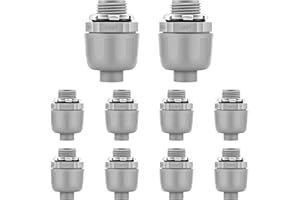 TAVONUXT 10 PCS 1/2" Liquid Tight Connector NPT Non-Metallic for PVC Electrical Flexible Conduit Fittings - Sturdy, Quick Installation, UL Listed for Home Outdoor Tubes Tools