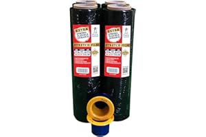 PofA Plastic Stretch Wrap Film Roll, 4 Pack 18” Black 1200 Feet 80 Gauge (20 Micron) w/Hand Saver, Industrial Heavy Duty Shrink Roll for Packing, Shipping, Pallet, Cling, Furniture, Moving Supplies