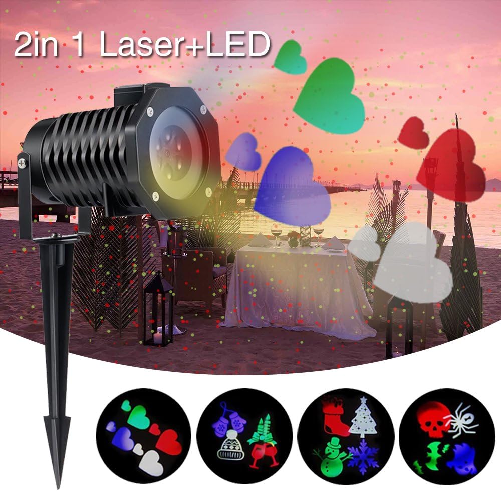 Valentines Day Lights Projector with Red&Green, 10 PCS Slides Dynamic