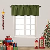 DWCN Christmas Valance for Windows Rod Pocket Blackout Window Valance Curtains for Kitchen Bathroom 42 x 18 inch Long,1 Panel, Olive Green