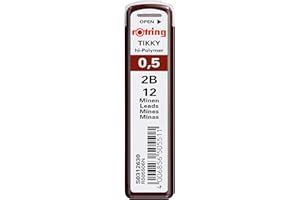 rOtring Tikky Mechanical Pencil Lead 0.5mm, 2B, 12-Count A99(R505 506 2B)