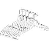 Bgtecho 12 Pack Clear Plastic Hangers, 16.7 Inch Shirt Hanger, Clear Acrylic Hanger with 360 Swivel Metal Hook and Notches, Space Saving Heavy Duty, Dress Hangers for Clothes Shirts Dresses