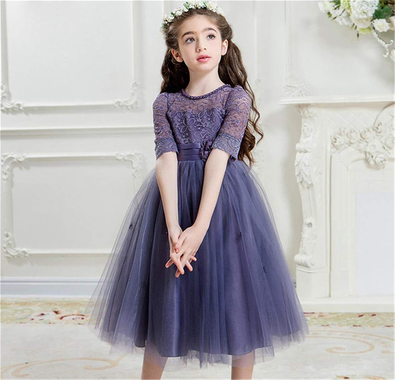 Honey Baby 子供ドレス キッズ レースワンピース チュール 女の子ジュニアドレス 発表会 フラワーガールドレス お姫様ドレス パーティー ピアノ発表会 結婚式 入園式 演奏会 お呼ばれ フォーマル 通販 Amazon