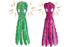 WgoogW 2 Pack Dog Squeaky Toys Octopus - No Stuffing Crinkle Plush Dog Toys for Training and Reduce Boredom, Durable Interactive Chew Toys for Small, Medium and Large Dog Teething