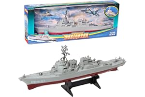 OTONOPI 17 Inch Battleship Toy, 1/350 Scale Plastic Military Warship Model USS Arleigh Burke DDG 51 Destroyer, Navy Model Ship with Display Stand Collection Gifts for Kids,Teens and Adults