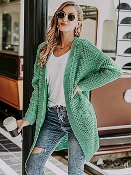 Simplee Women S Loose Open Front Cardigan Long Sleeve Casual Knit