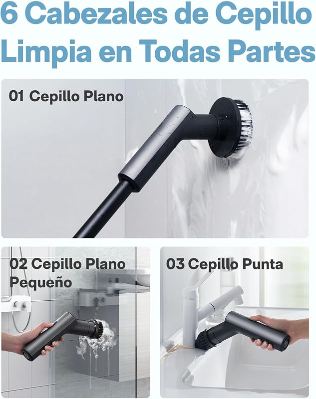 Cepillo Electrico Limpieza Hogar, 6 Cepillos Reemplazables