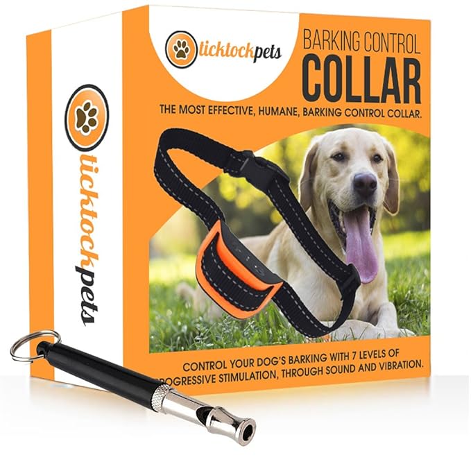 Stop Dog Barking Deterrent Anti Bark Dog Collar & Training Whistle