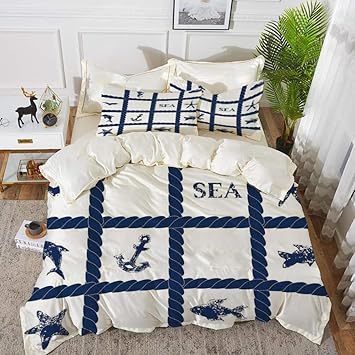 Bettwasche Set Mikrofaser Navy Blue Decor Navy Yacht Rope