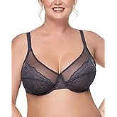 HSIA Minimizer Bras for Women Enchante Full Coverage Underwire Bras Plus Size Lifting Floral Lace Bra for Heavy Breast