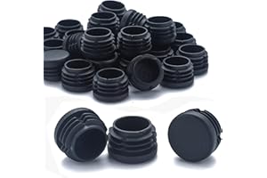 Plastic Plugs Furnigear Tubing End Caps Chair End Caps 1” Outside Bottom Round Tubing Caps Round Furniture Sliders Glides Black (40pack)