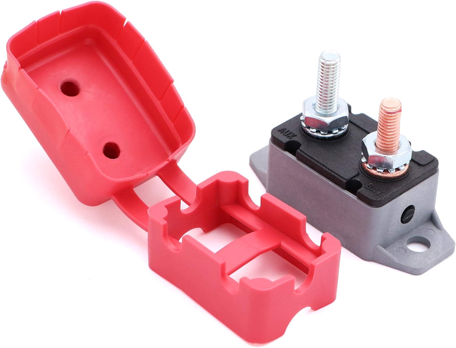 2pcs 12V/24V 50A Manual Reset Circuit Breaker with Cover Stud Bolt Type and Screw for Battery Chargers, Trucks, Buses, Electric Cars, Car Engines: Automotive