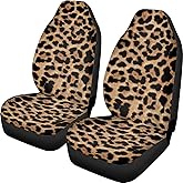Finagallathe Cheetah Print Car Seat Covers for Front Seats,Leopard Print Two Seat Covers for Cars Neoprene Front Seat Cover Set Interior Covers for Auto Truck Van SUV