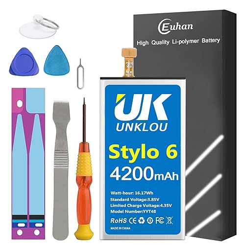 Battery for LG Stylo 6, [Upgraded] UNKLOU 4200mAh Li-Polymer Replacement  Battery for LG Stylo BL-T48 LM-Q730MM LGQ730MM with Repair Replacement  Tool