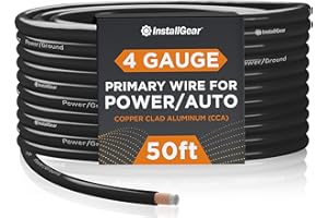 InstallGear 4 Gauge Copper Clad Aluminum Wire - 50 Ft 4GA Power Ground Cable for Car Audio, Battery, RV, Trailer and Automoti