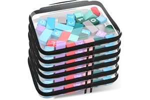 QAVABIN Clear Hard Zipper Pouch, Bliss Zippered Storage Bins, Waterproof PVC Shell Travelling Bags, Storage for Board Games, Building Blocks, Puzzles, Kids Books with Handle, Plastic Organizing, 6Pc