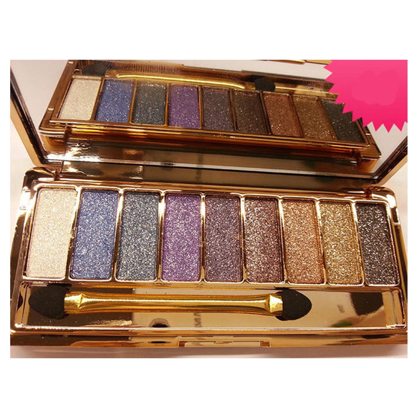 DISAAR BEAUTY 9 Colors Glitter Eyeshadow Eye Shadow Palette & Makeup Cosmetic Brush Set New (#04)