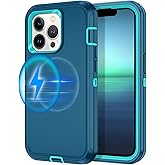 I-HONVA for iPhone 13 Pro Case [Compatible with MagSafe] Shockproof 3-Layer Full Body Protection Rugged Heavy Duty Cover Case for Apple iPhone 13 Pro 6.1 inch,Turquoise